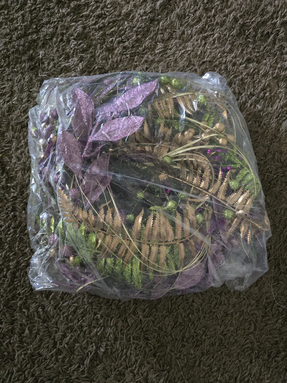 Mardi Gras Purple & Green Fireplace Garland Set. 5.9 FT. NEW.